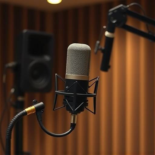 Microphone professionnel dans un studio d'enregistrement